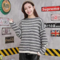 Autumn Winter Women Round Neck Stripe Ladies Sweater Long Sleeve Knitted Wear Sweaters